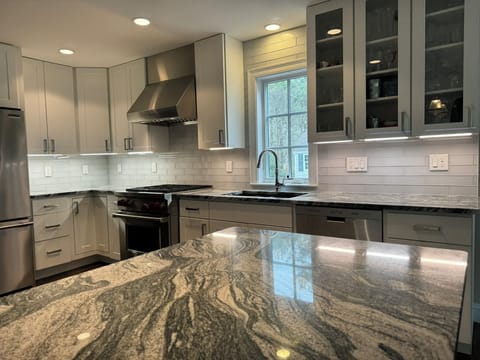 New kitchen with Wolf stove/oven, exhaust fan, cabinet lighting