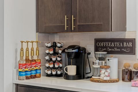 Start your mornings at our fully stocked coffee and tea bar, featuring a variety of flavors and everything you need to make your perfect cup.
