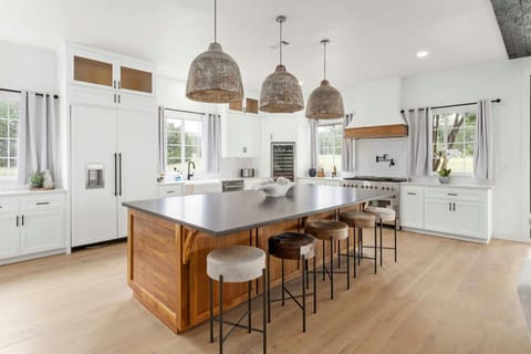 Open concept kitchen with bar seating