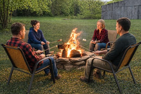 Can you see what’s missing? You and your family! S’mores by the campfire is good