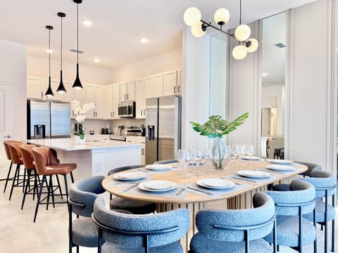 Open-concept kitchen with a dining area.