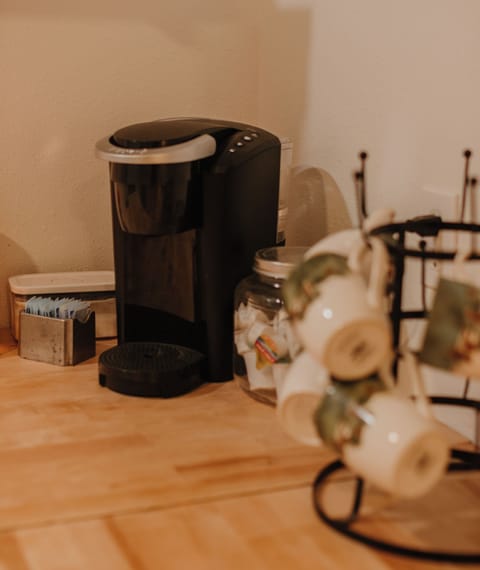 The Keurig coffee machine in the kitchen