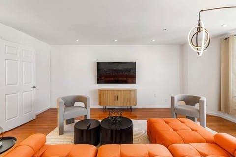 Modern living space with cozy touches