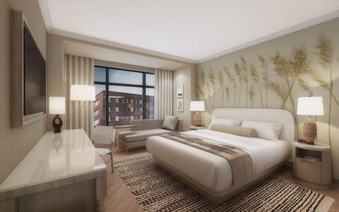 Stretch out in a calming king bed after city adventures.