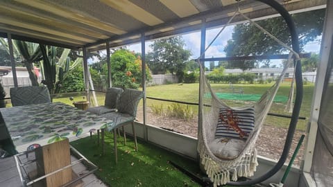 back patio area. Huge fenced backyard 