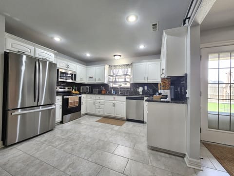 New stainless steel appliance kitchen.