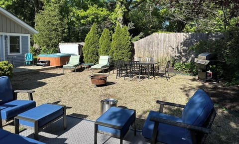 Great outdoor space with a hot tub!