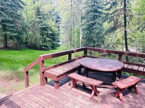 Redwood deck with seating