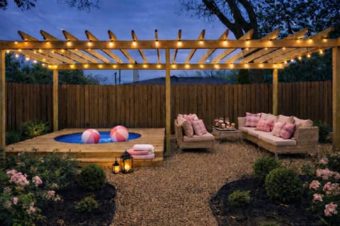 String lights, a seasonal soak, and cozy seating!