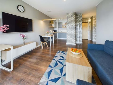 Living room with a desk.