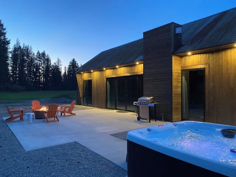 Relax in the hot tub, roast s'mores or grill up a meal on the back patio.