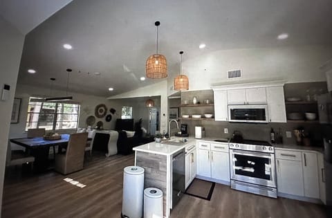 Kitchen, Dining and living area