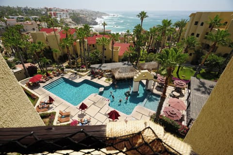 Balcony view of the pool and ocean