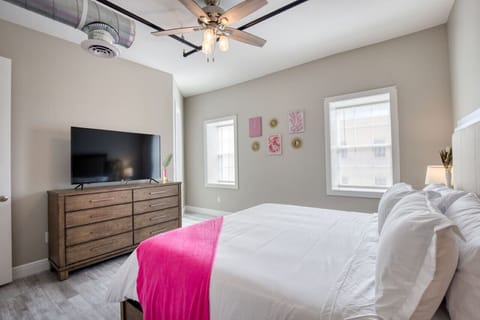 Experience our cozy bedroom with spectacular views of downtown Biloxi, Mississippi and MGM Baseball Stadium. A short drive from Gulfport, Mississippi and Ocean Springs, Mississippi