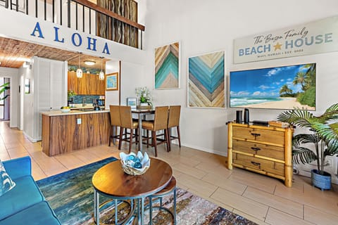 Cool blue and brown tones to create an inviting atmosphere