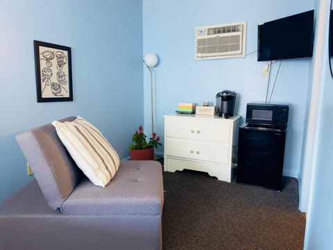 Mini Fridge; Keurig; Microwave; TV with Cable