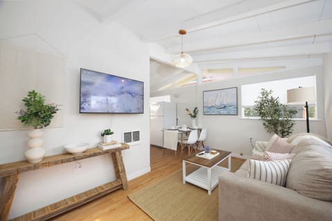 Stylish living room featuring a modern TV