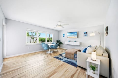 Living room with view of courtyard