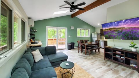 The open floor upstairs makes this cabin the perfect spot for families and friends