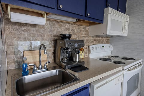 The kitchen has a drip coffee maker as well as your very own espresso coffee machine!