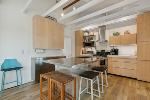 Second floor kitchen & island.