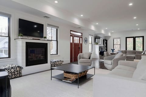 Clean lines, modern setting, beautiful Room & Board furniture, open layout.  