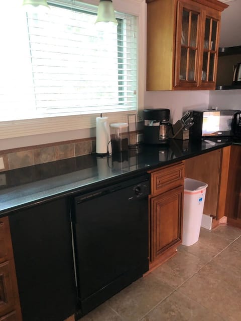 Coffee maker and coffee, dishwasher and pods, microwave, toaster