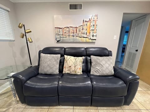 Reclining leather sofa in the living room