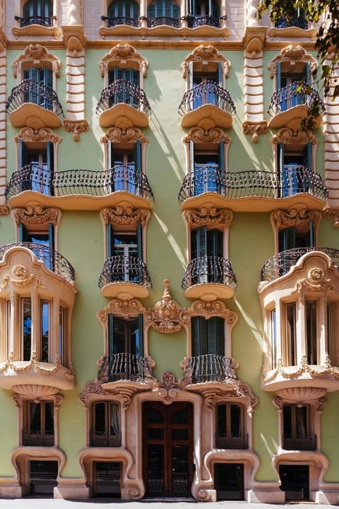 Modernist facade of the building!