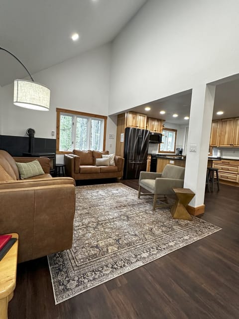 Downstairs living room with Propane Fireplace.