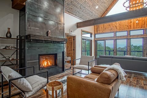 The setting area in front of the gas fireplace on the main level.