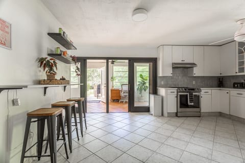Large kitchen area with coffee bar