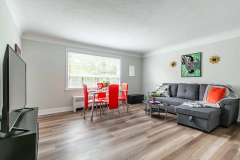Spacious And Comfortable Living Room With Dining Room And Smart TV
