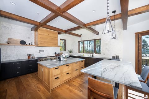 The beautifully designed kitchen is the perfect space to create a memorable meal.