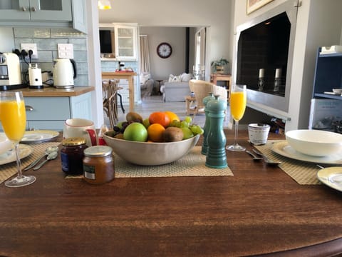 Open plan view from kitchen to dining area