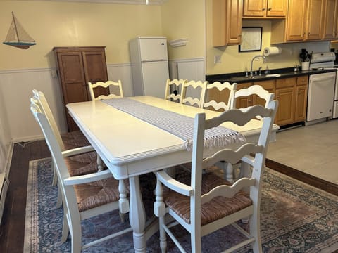 Dining room open to kitchen, beverage fridge