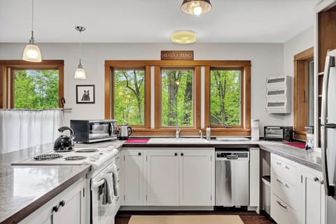 Modern Kitchen with new stainless steel dishwasher