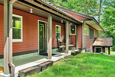 Front porch with rocking chairs and beautiful views