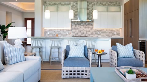 Open concept kitchen with island seating for 4