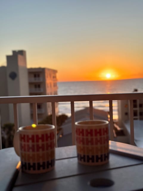 Sunrise on the balcony with coffee