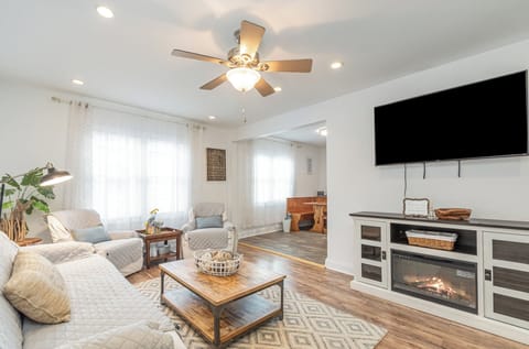 Cozy family room with Roku smart TV