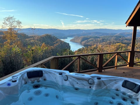 Hot tub overlooking Lake Watauga
