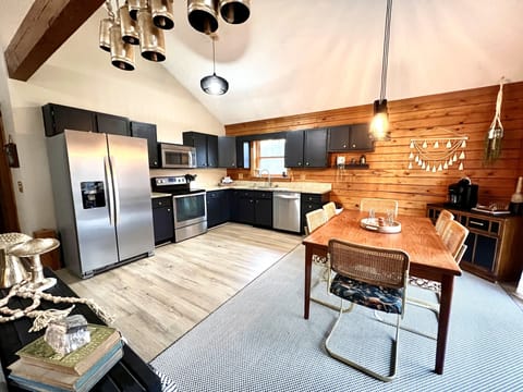 Cabinets have been updated with fresh paint