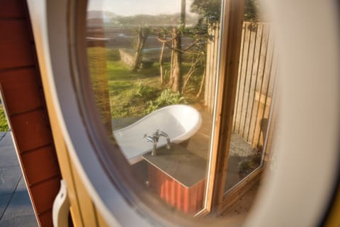 Sauna and outdoor bath with hot and cold tap