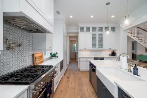 Gourmet kitchen with stainless steel appliances and gas range