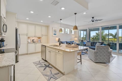 Plenty of natural light through the wall length sliding glass doors