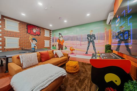 Themed game room to keep your family entertained.