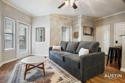 Two of two apartments - Open and large living room with sleeper sofa and smart tv
