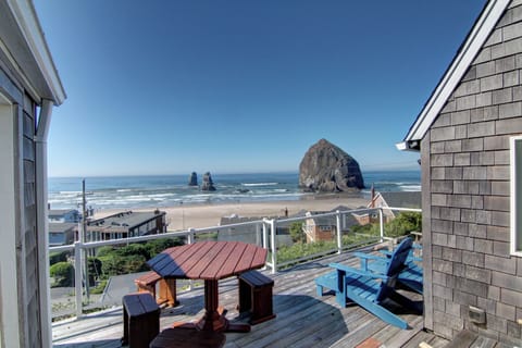 Haystack Haven View of Haystack Rock and Ocean From Deck - View of Haystack Rock and the ocean from the deck.