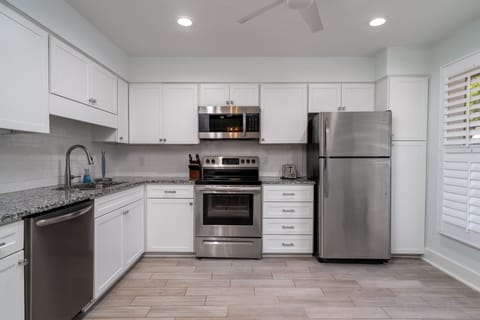 The kitchen has ample space